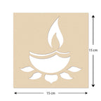 Diya Rangoli Wooden Stencil for Diwali (6x6-inch)