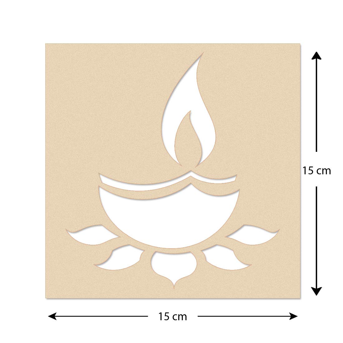 Diya Rangoli Wooden Stencil for Diwali (6x6-inch)