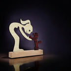 Girl with Puppy Premium Wooden Sculpture For Pet Lover