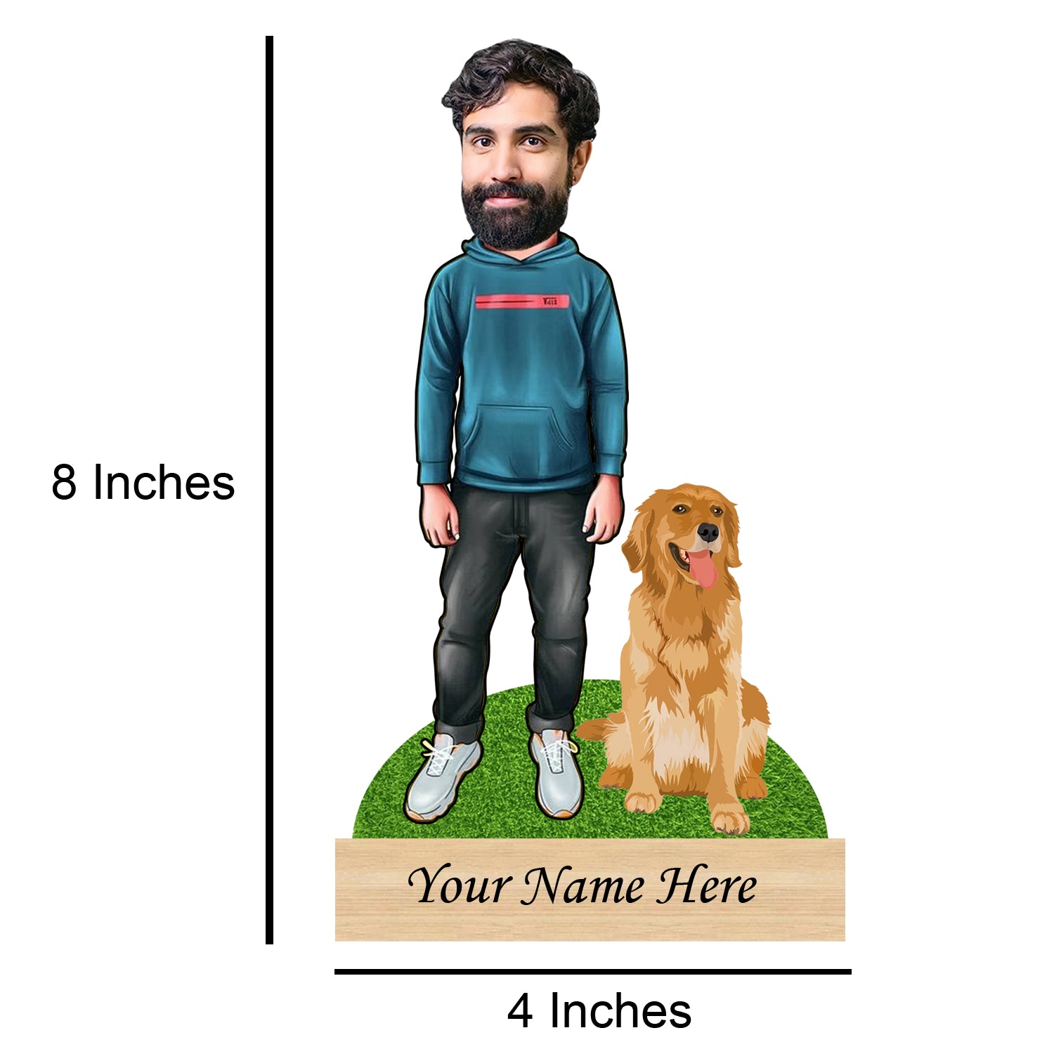 Personalized Pet Caricature for Golden Retriever Pet Owner