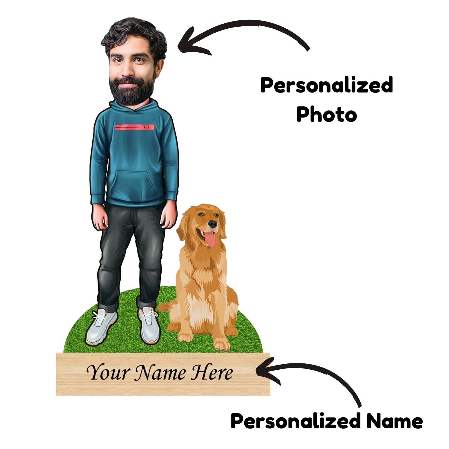 Personalized Pet Caricature for Golden Retriever Pet Owner