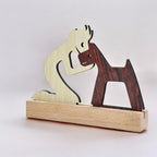 Boy with Puppy Premium Wooden Sculpture For Pet Lover