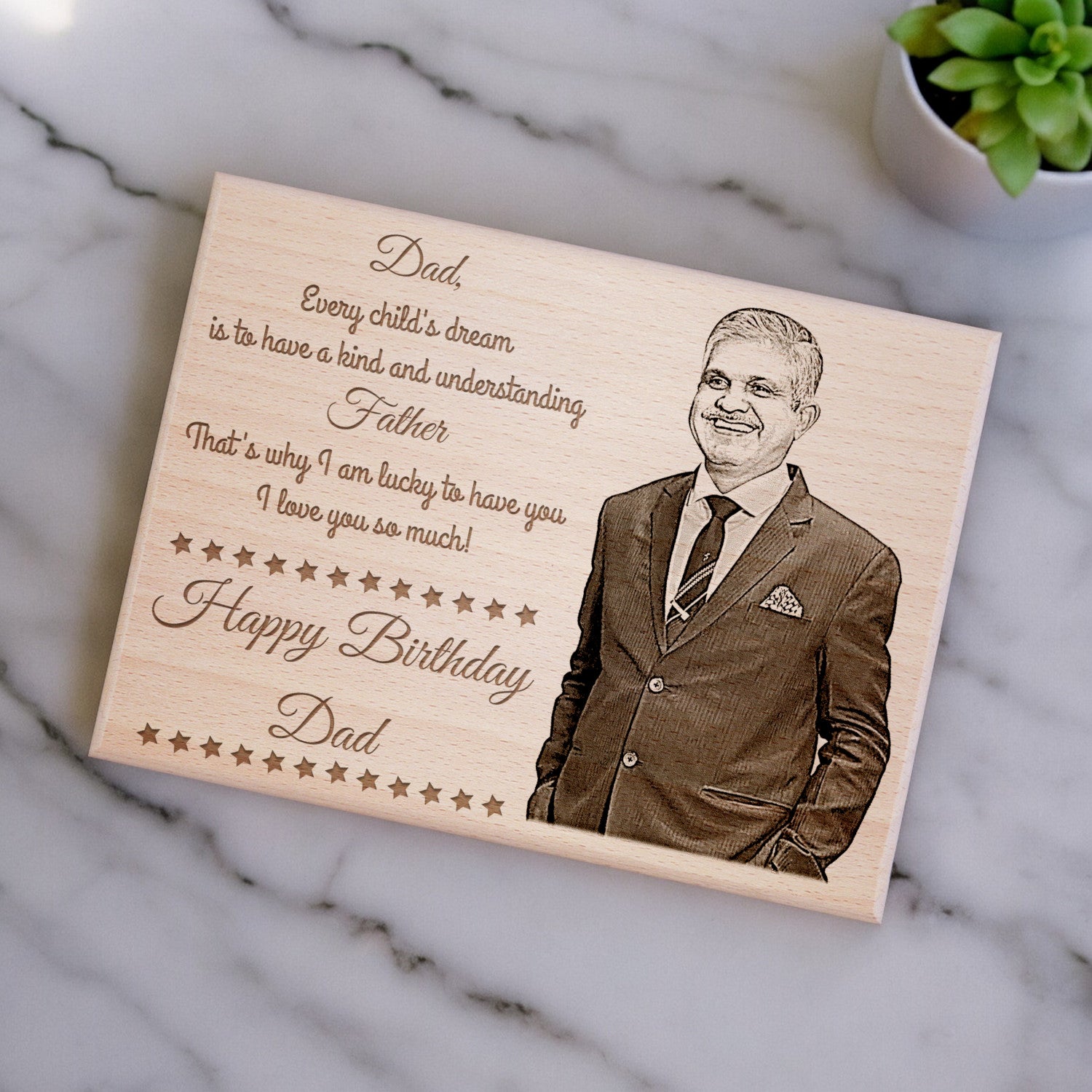 Personalized Engraved Wooden Photo Frame Gift for Dad Birthday