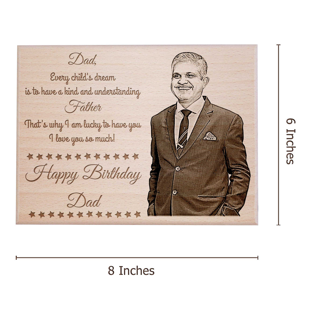 Personalized Engraved Wooden Photo Frame Gift for Dad Birthday