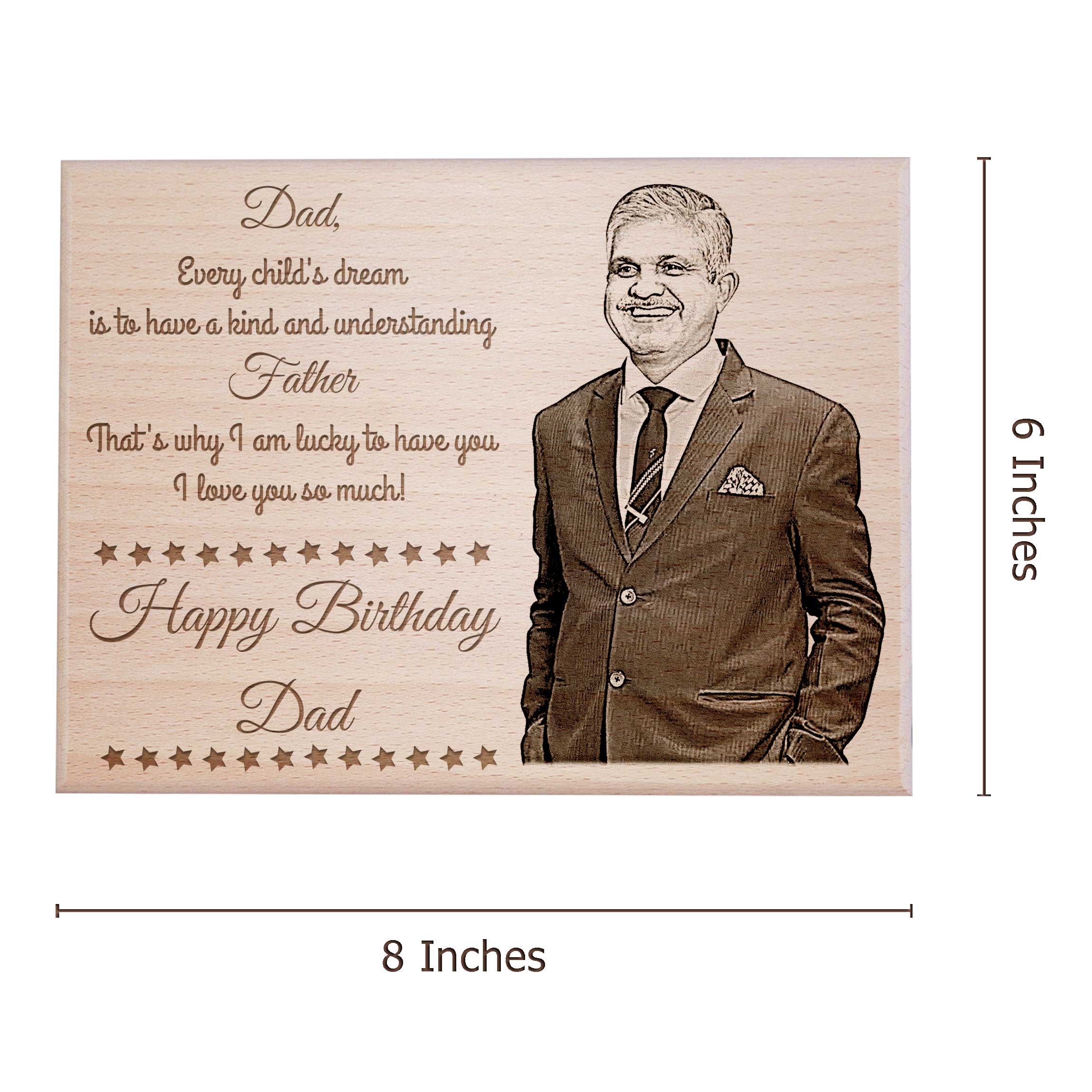 Personalized Engraved Wooden Photo Frame Gift for Dad Birthday