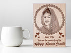 Personalized Engraved Wooden Photo Frame Karwachauth Gift For Wife