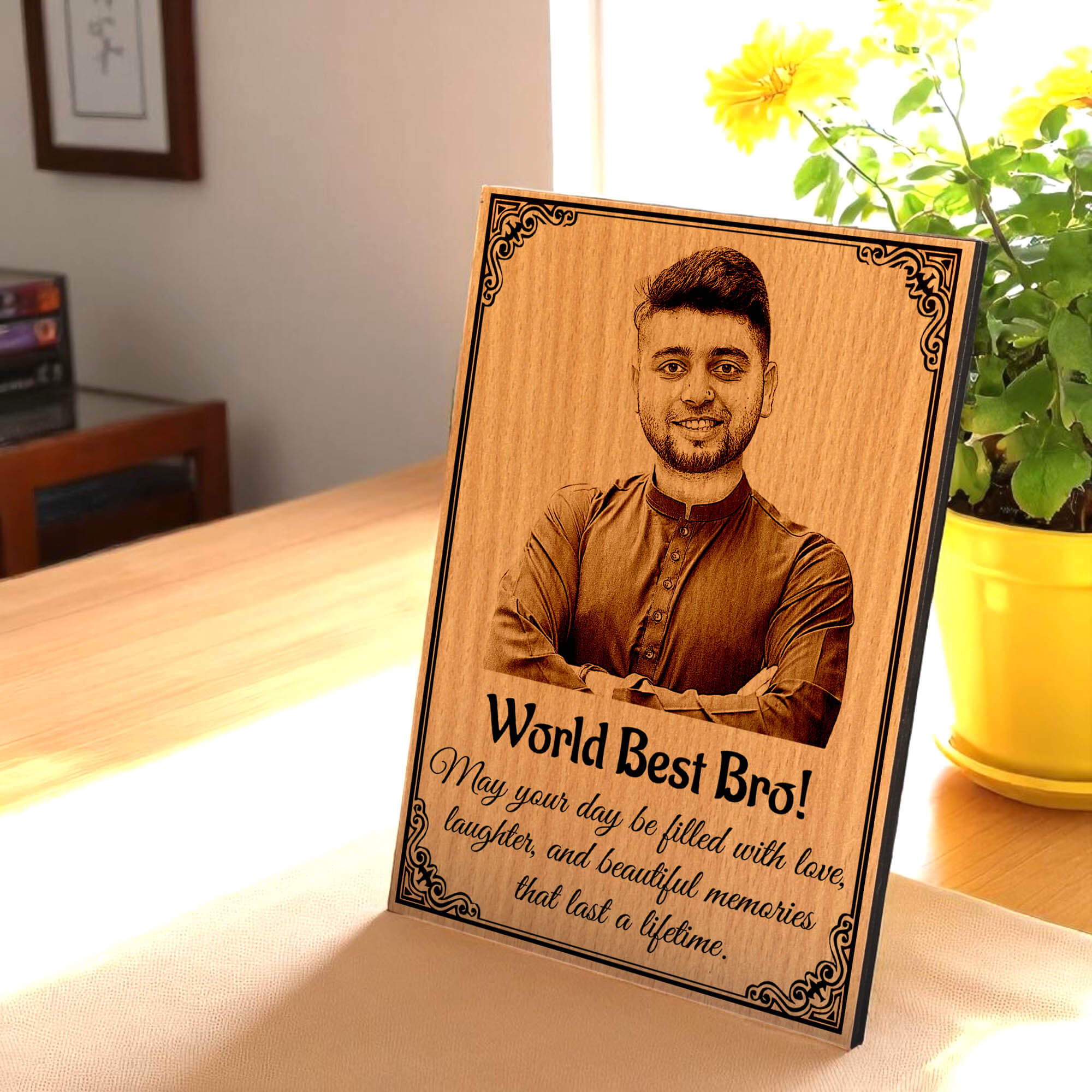 Personalized Engraved MDF Wooden Photo Frame Gift For Brother