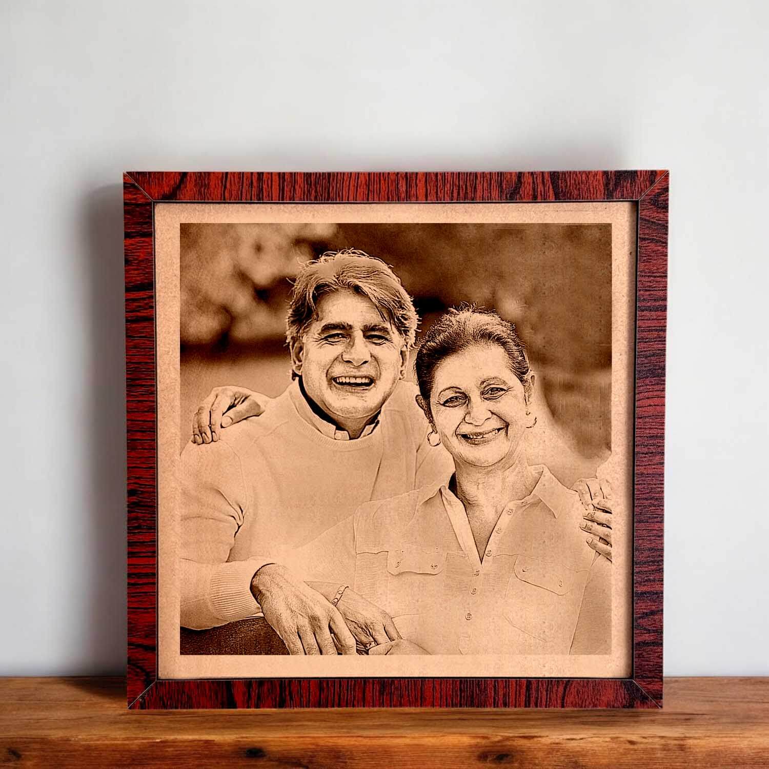 Heartfelt Gift for Grandparents - Engraved Wooden Painting