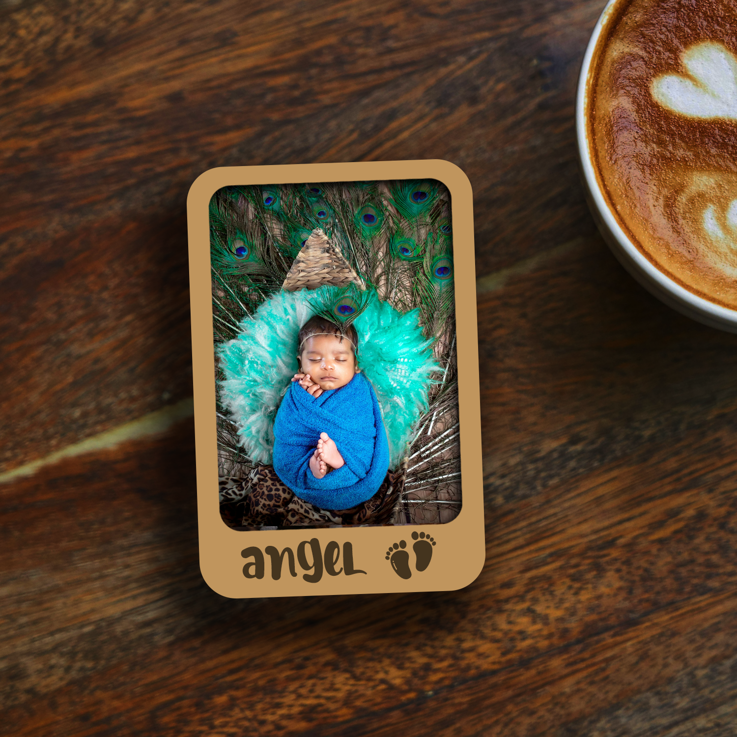 Personalized Wooden Baby Photo Fridge Magnets Set of 2