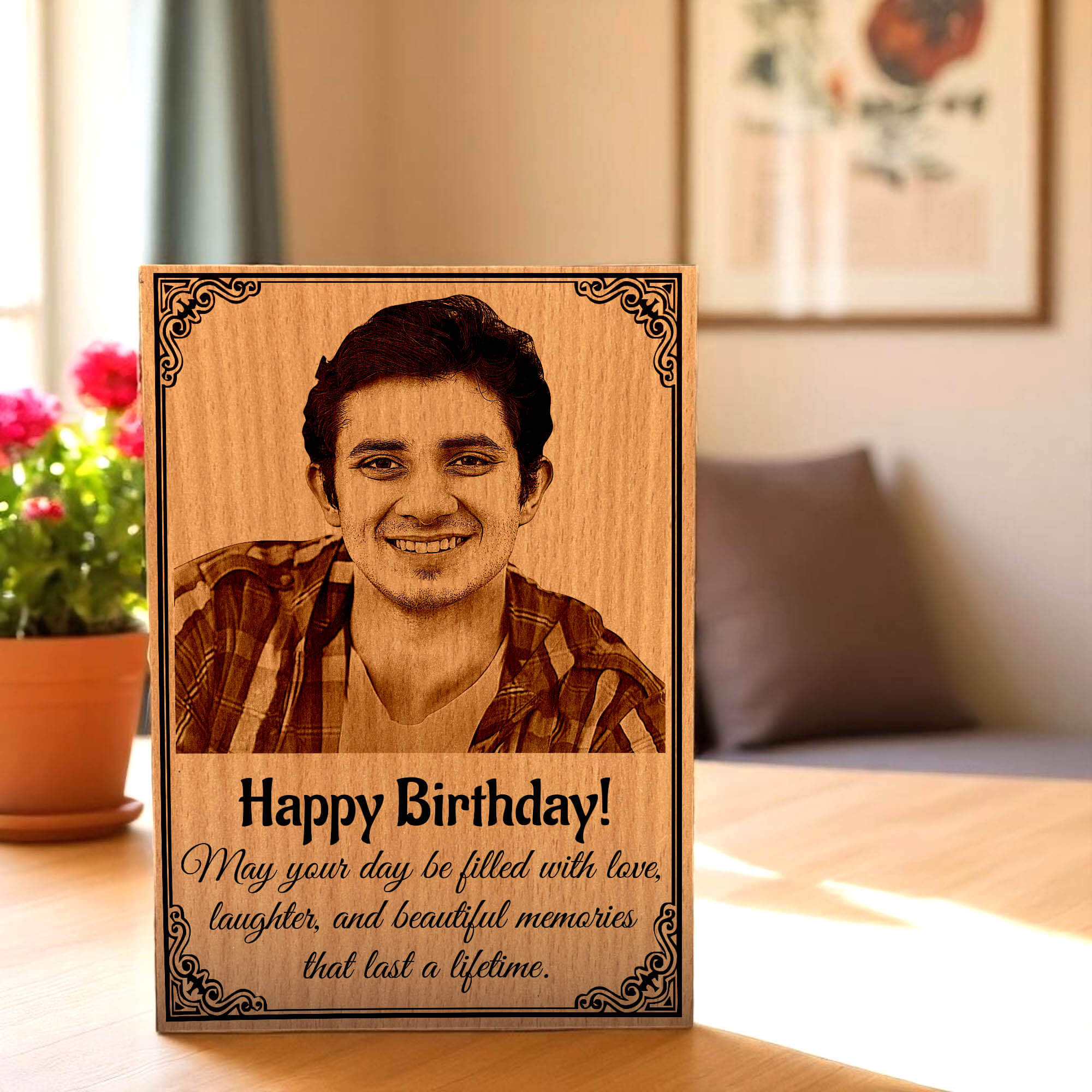 Personalized Engraved MDF Wooden Photo Frame Birthday