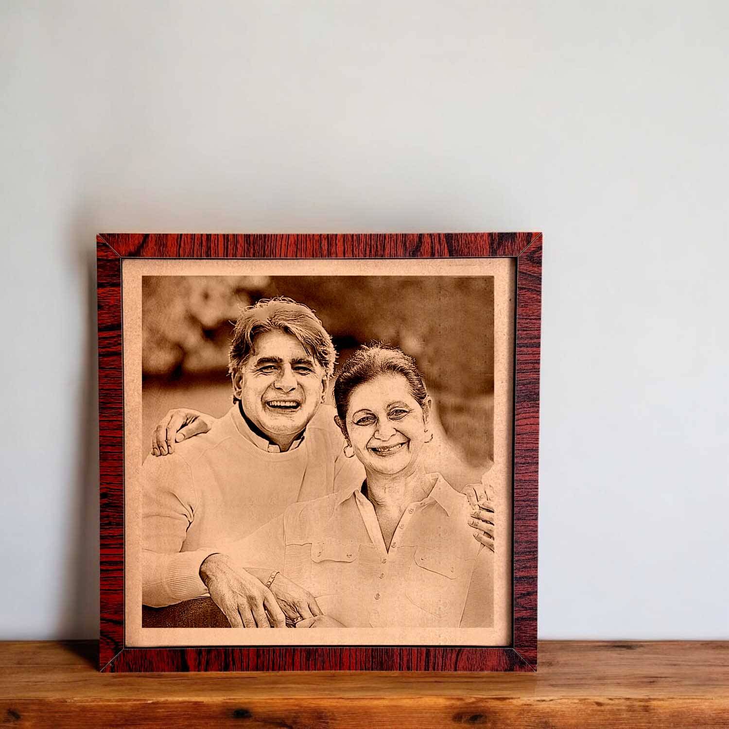 Heartfelt Gift for Grandparents - Engraved Wooden Painting