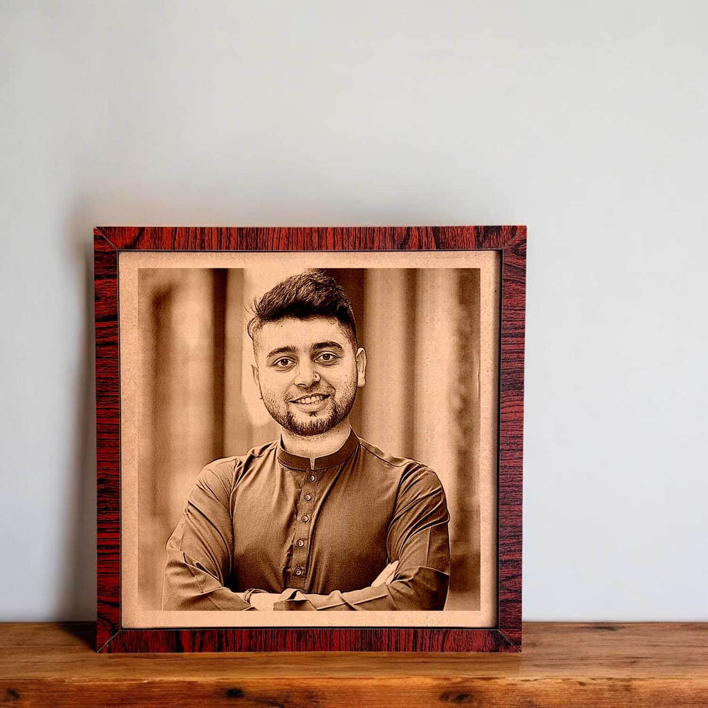 Custom Wooden Engraved Photo Frame Painting for Brother