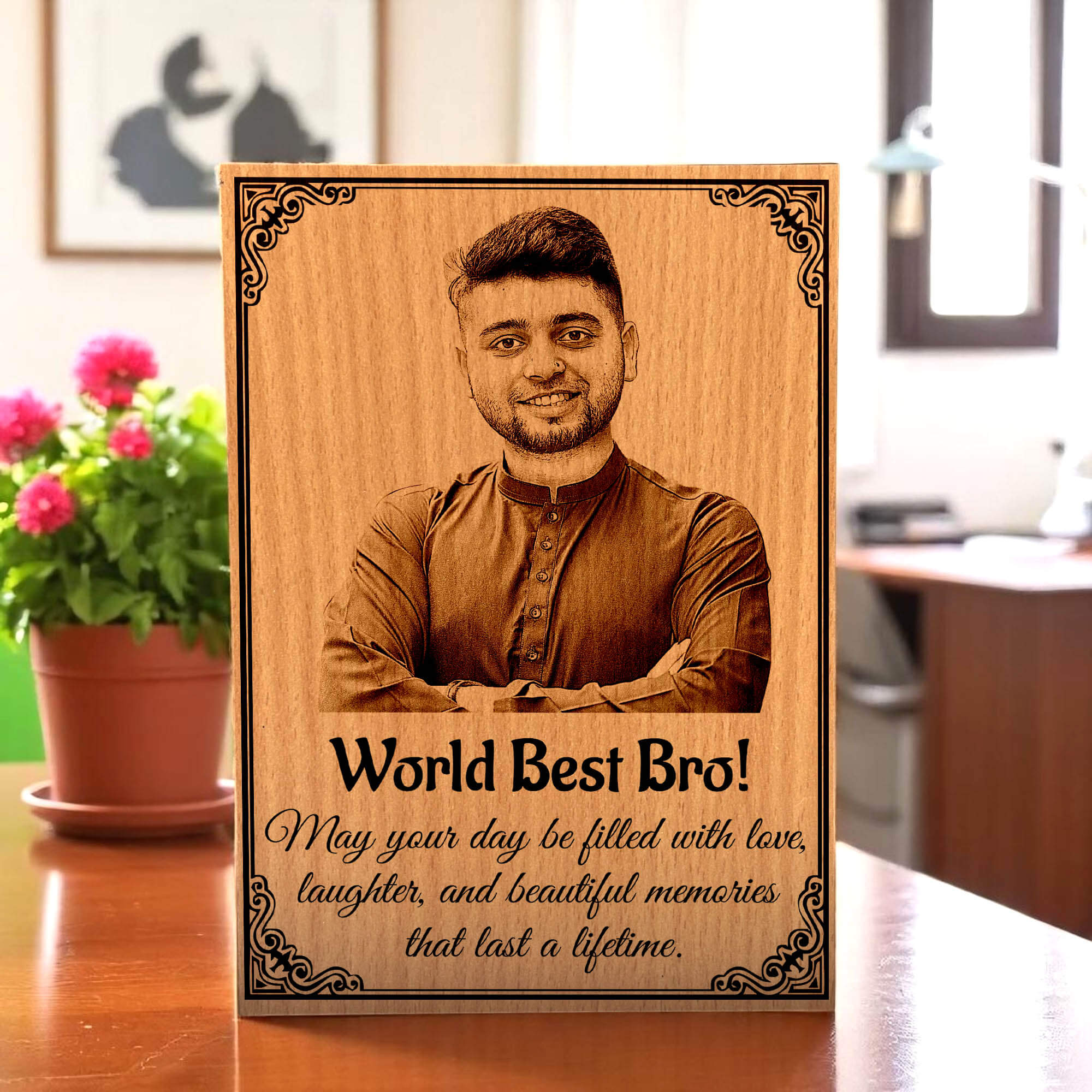 Personalized Engraved MDF Wooden Photo Frame Gift For Brother