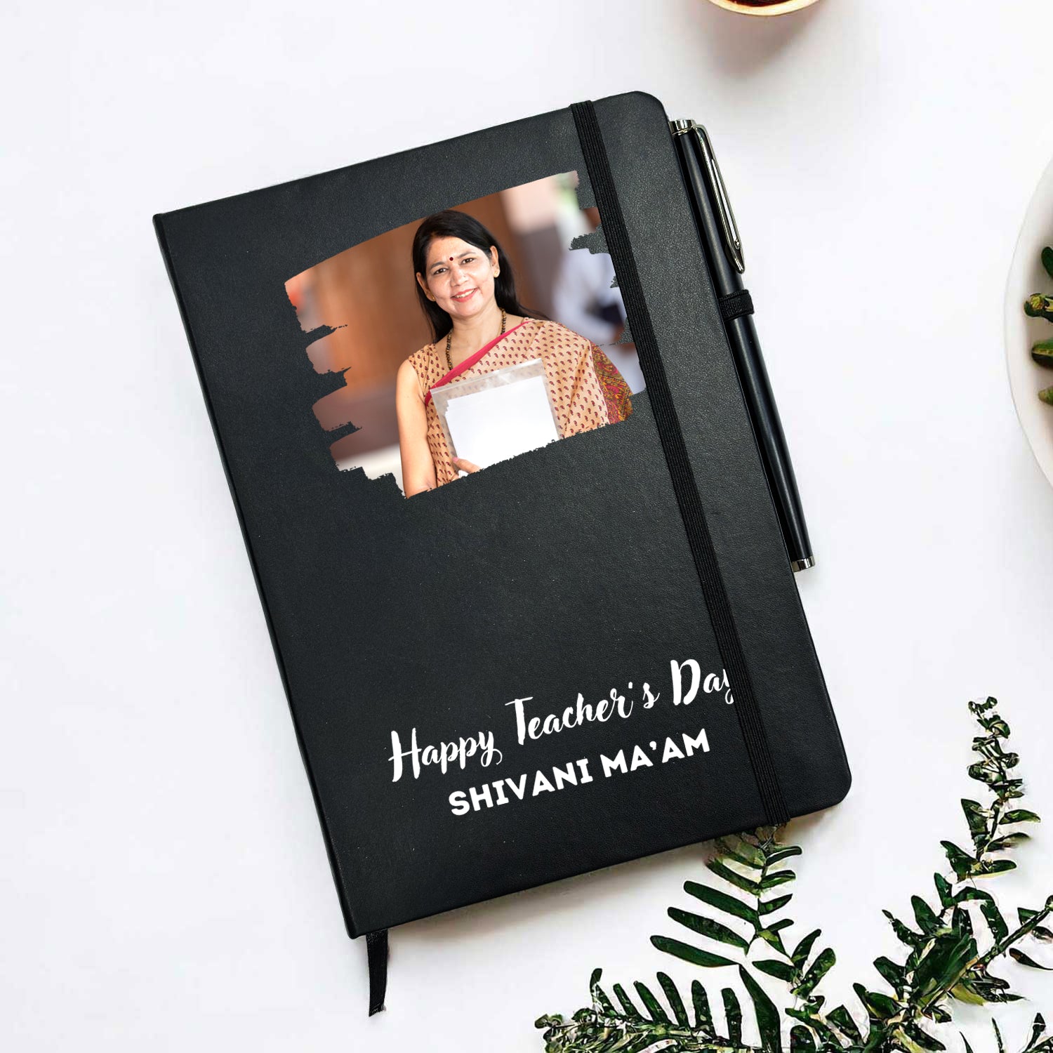 Best Teacher Ever Personalized Black Diary With Pen Gift Set For Female Teacher