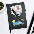 Best Teacher Ever Personalized Black Diary With Pen Gift Set For Male Teacher