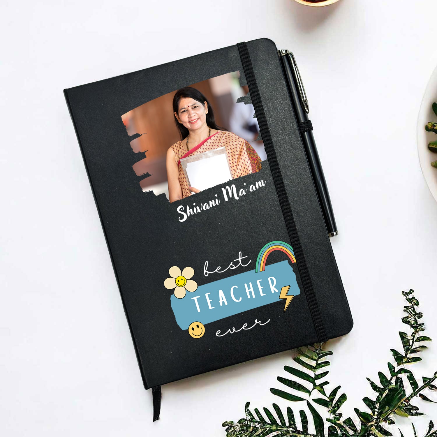 Personalized Black Diary With Customize Pen For Best Female Teacher Ever