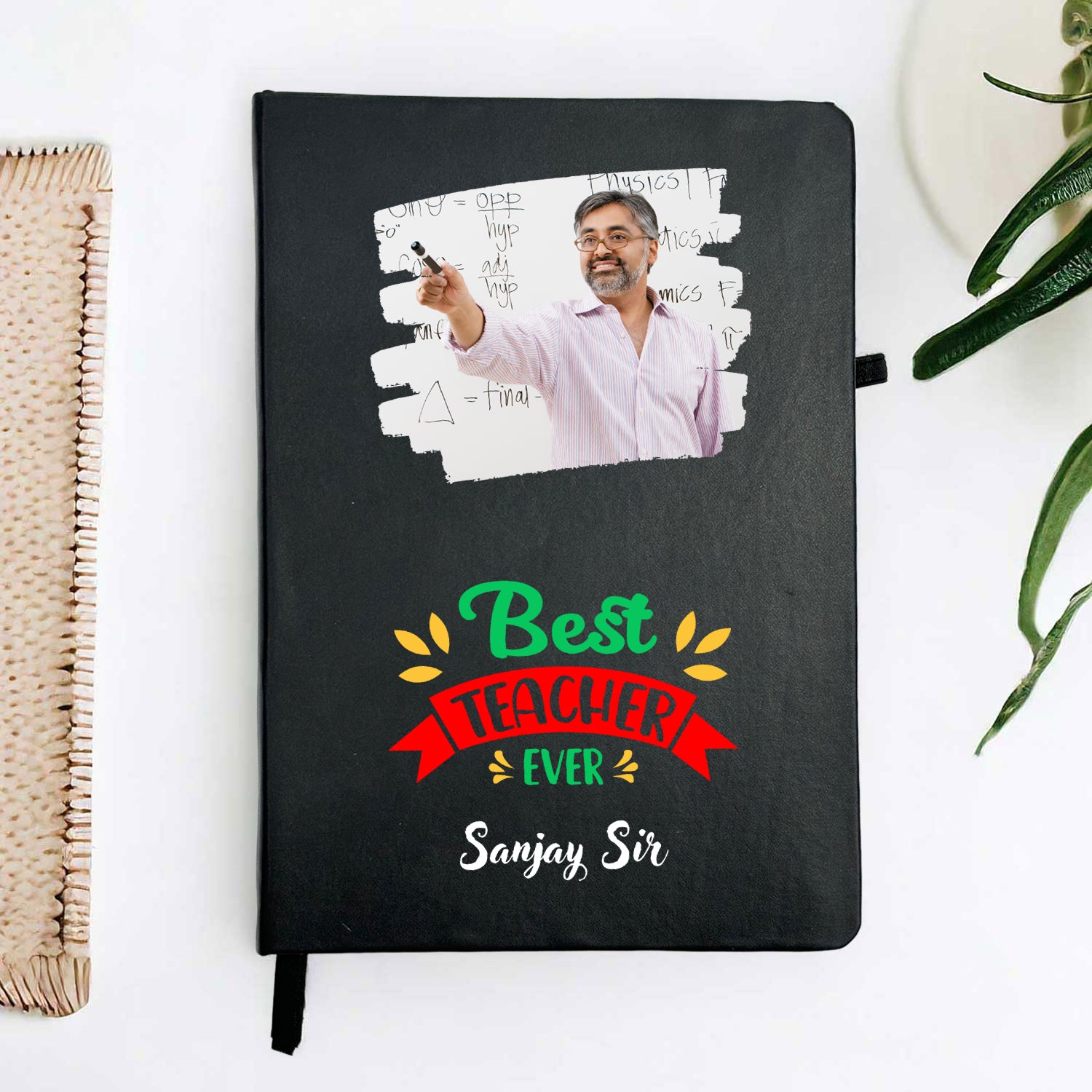 Personalized Black Diary With Customize Pen For Best Male Teacher Ever