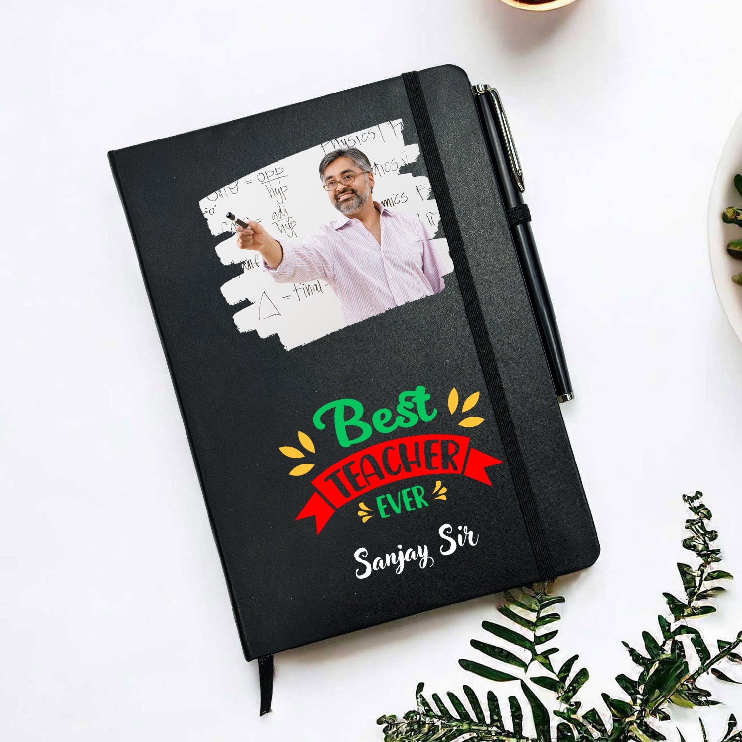 Personalized Black Diary With Customize Pen For Best Male Teacher Ever
