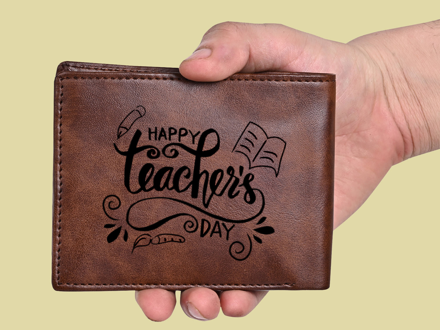 Personalized Brown Men's Wallet Gift For Teacher