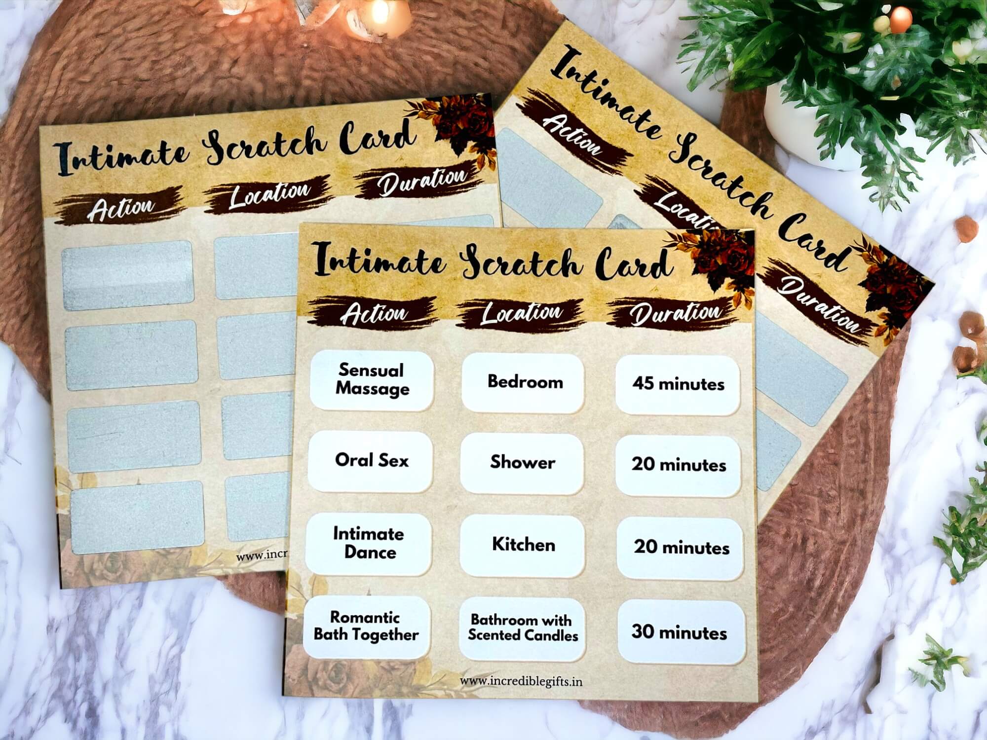 Intimate Role Play Scratch Card with Action, Location & Duration