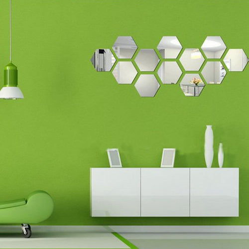 Hexagon Silver Shaped 3D Wall Decor Stickers For Home