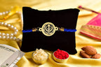 Gold Plated Punjabi Khanda Designer Bracelet Rakhi
