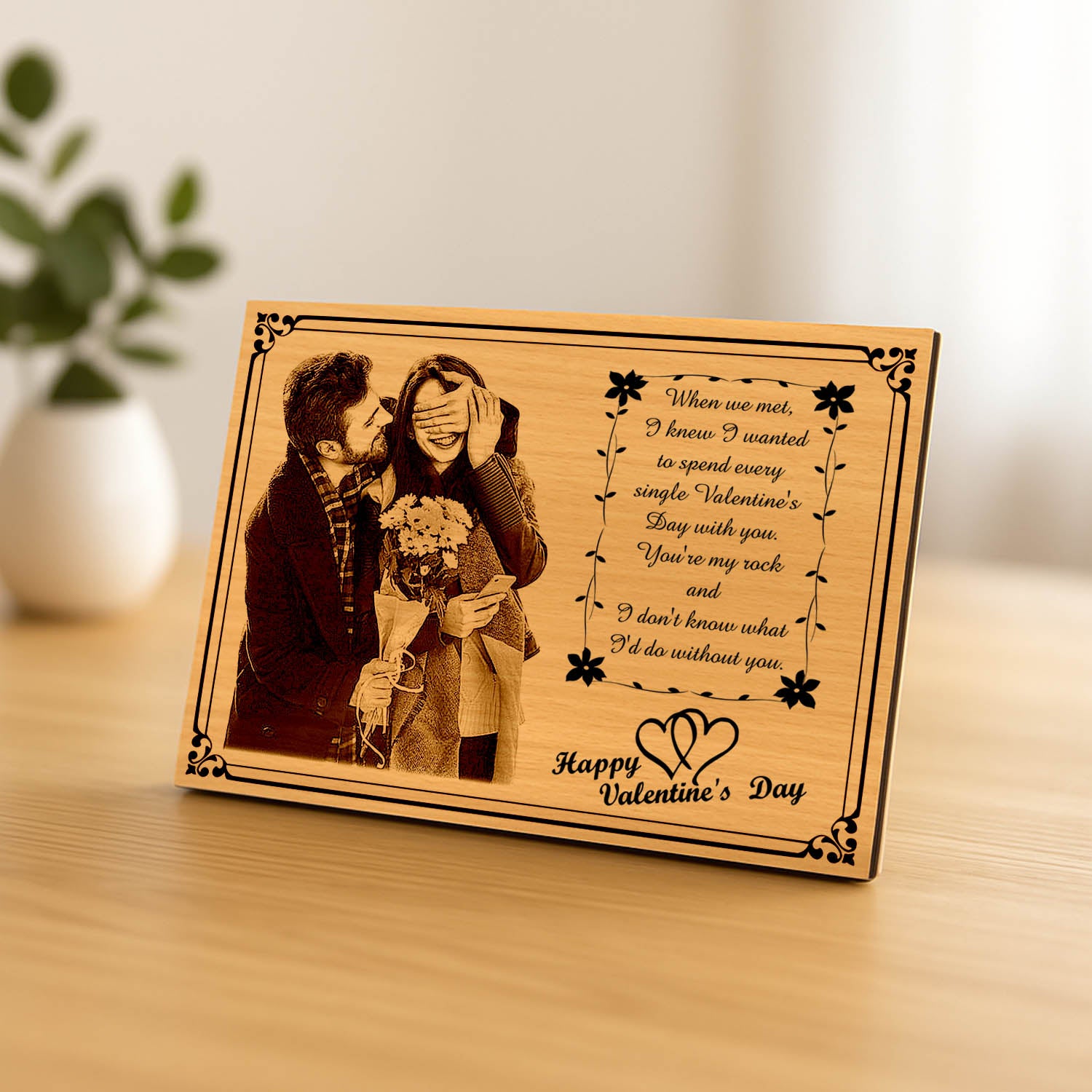Romantic Gift with Engraved Photo &amp; Message for Couple Him or Her