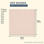 MDF Size 12x12 in