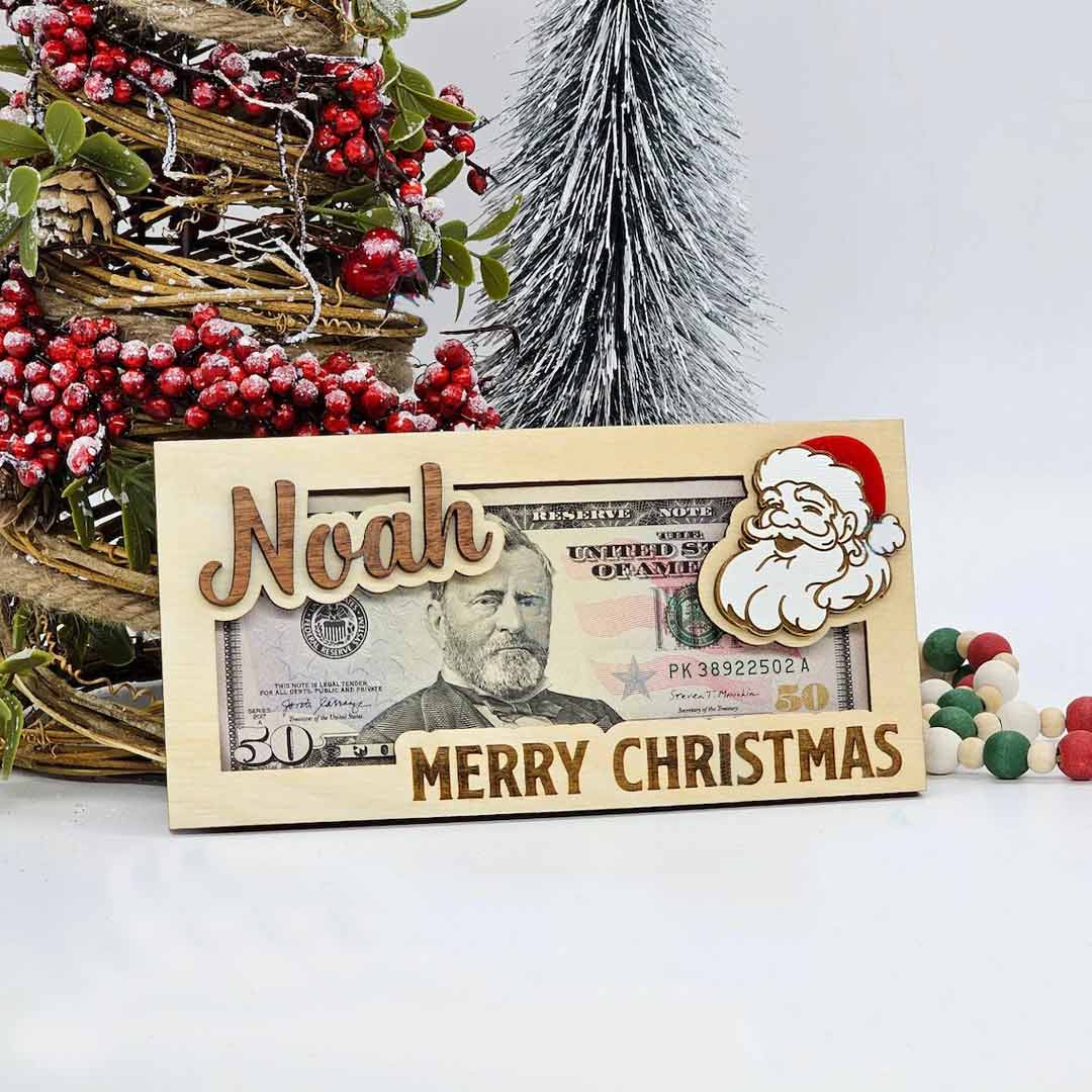 Personalized Christmas Wooden Money Holder Set of 2