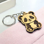 Adorable Wooden Panda Keychain