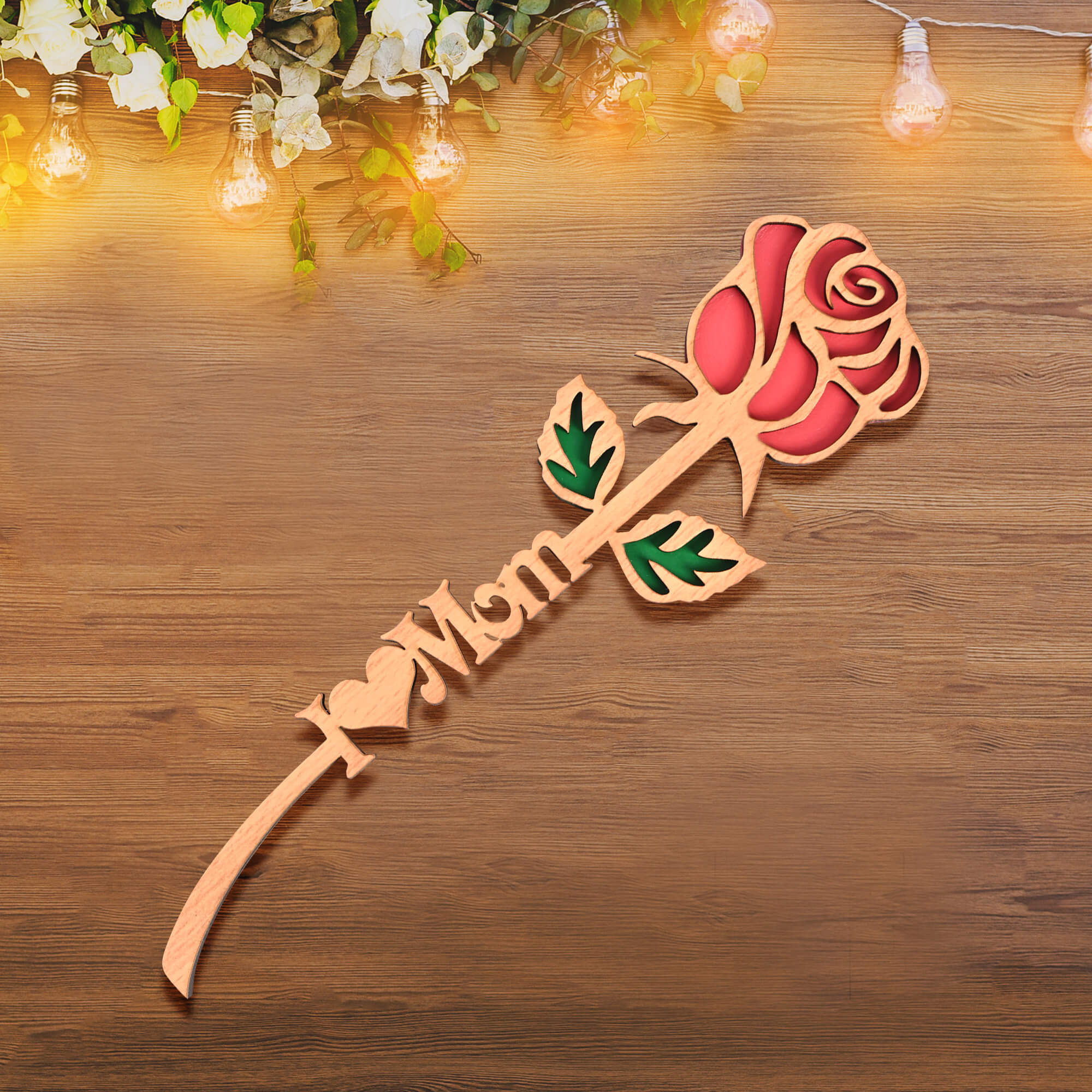 Wooden Mom Rose Gift For Mother's Day