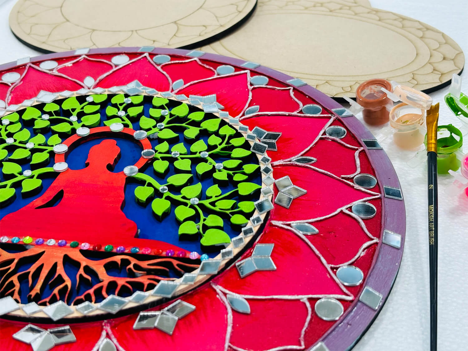 Round Buddha Wooden Lippan Art Board DIY Kit