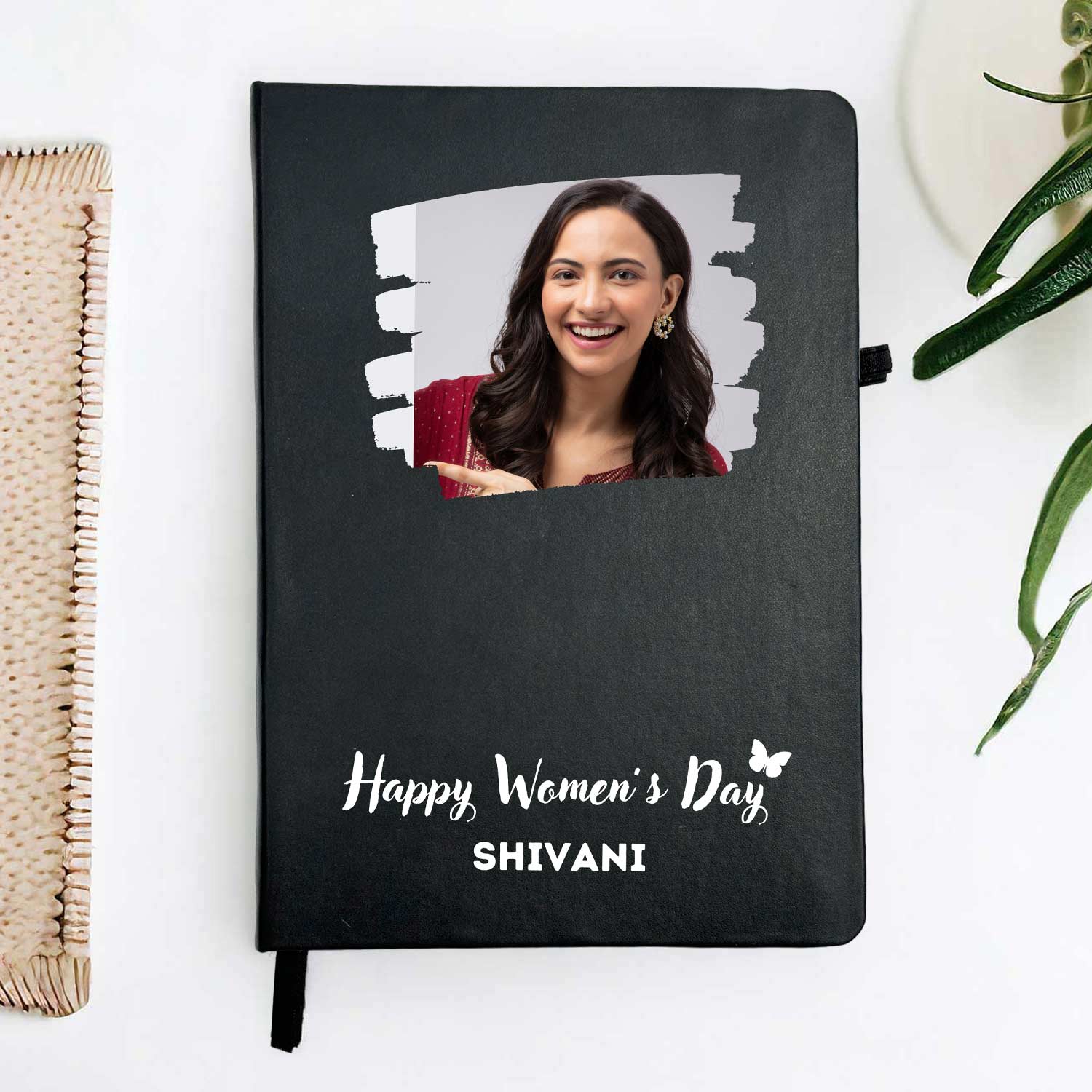 Elegant Personalized Black Diary for Women's Day Gifting