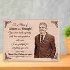 Personalized Engraved Wooden Photo Plaque Gift For Father-In-Law