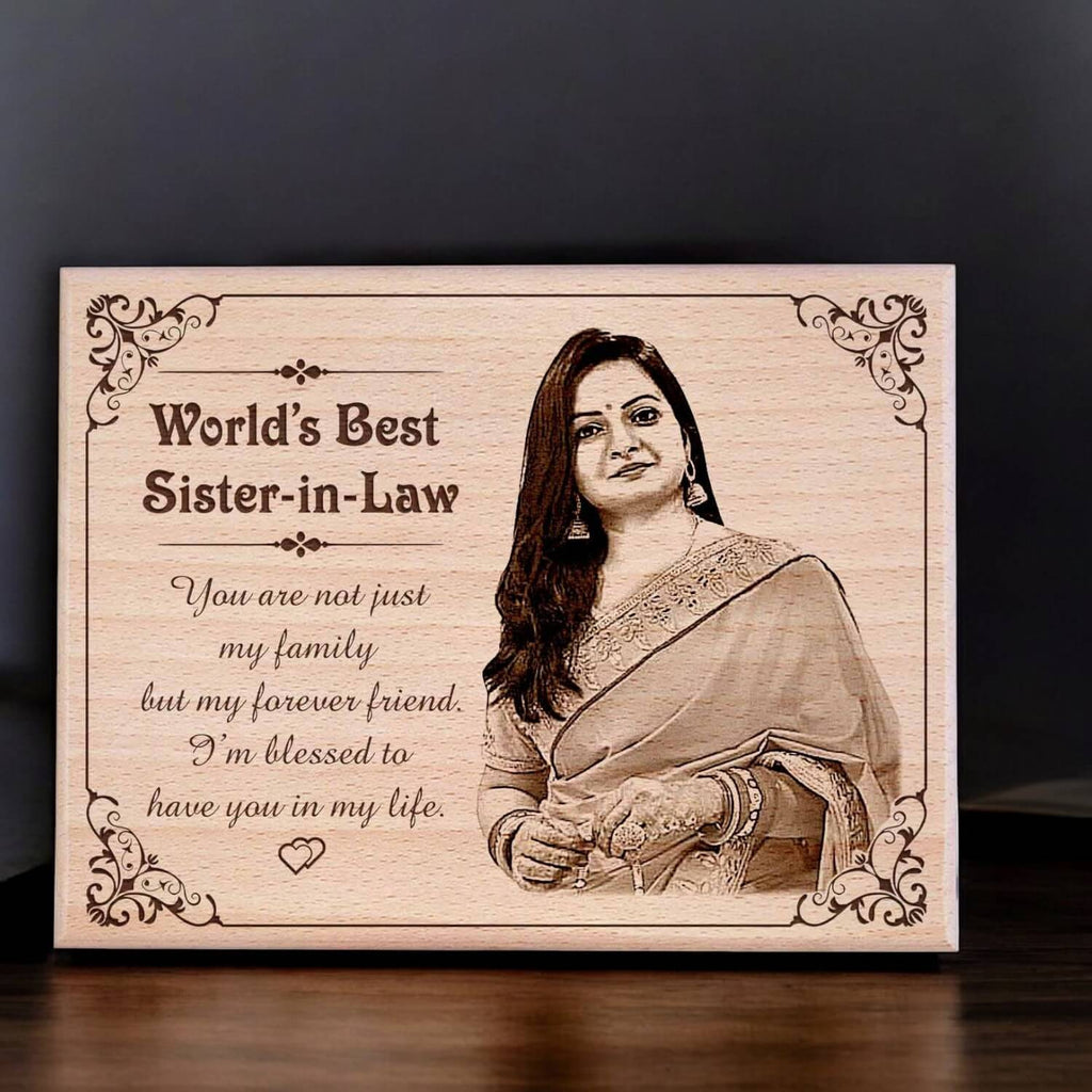 Custom Engraved Wooden Photo Plaque Gift For Sister-In-Law