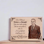 Personalized Engraved Wooden Photo Plaque Gift For Father-In-Law