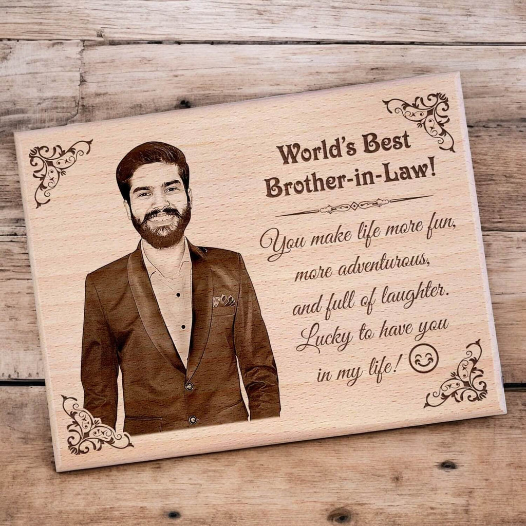 Personalized Engraved Wooden Photo Plaque Gift For Brother In Law