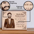 Personalized Engraved Wooden Photo Plaque Gift For Brother In Law