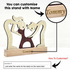 Girl & Boy with Puppy Decorative Wooden Sculpture for Pet Lovers