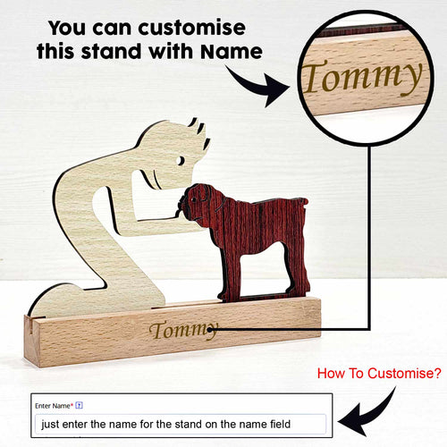 Boy with Puppy Premium Wooden Sculpture For Pet Lover