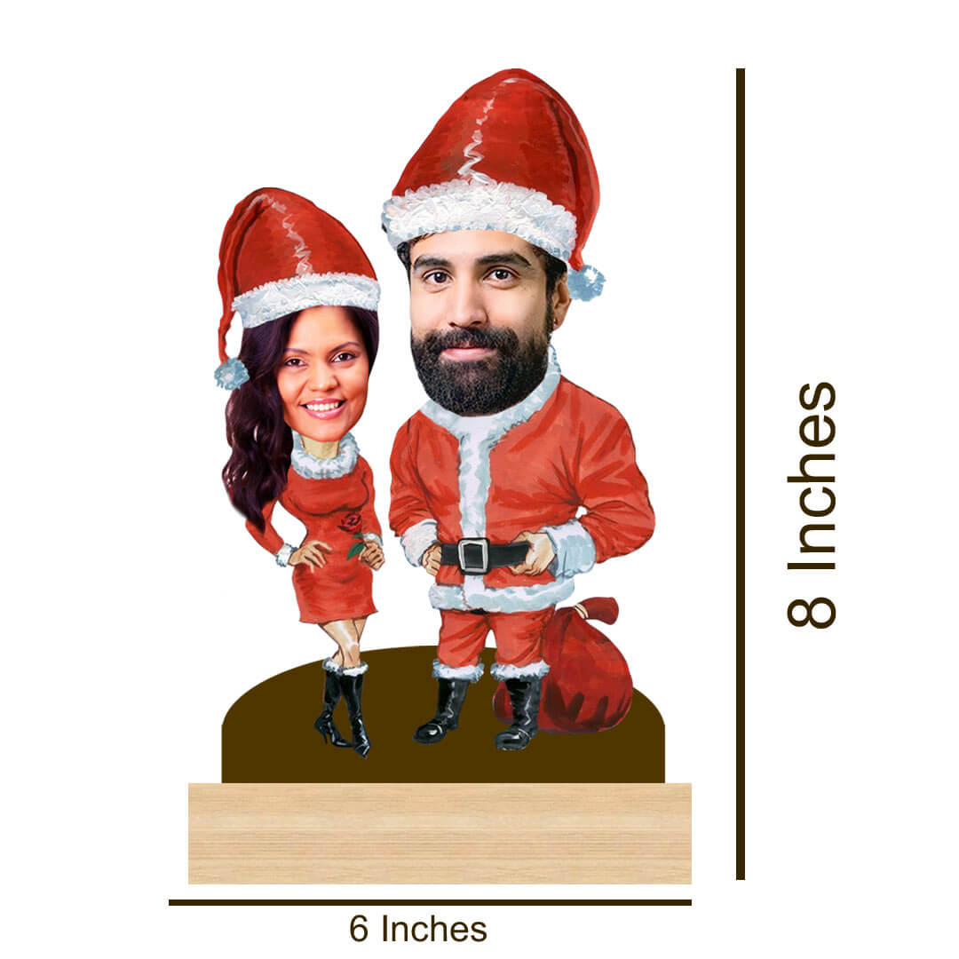 Personalized Mr & Mrs Santa Photo Caricature for Christmas