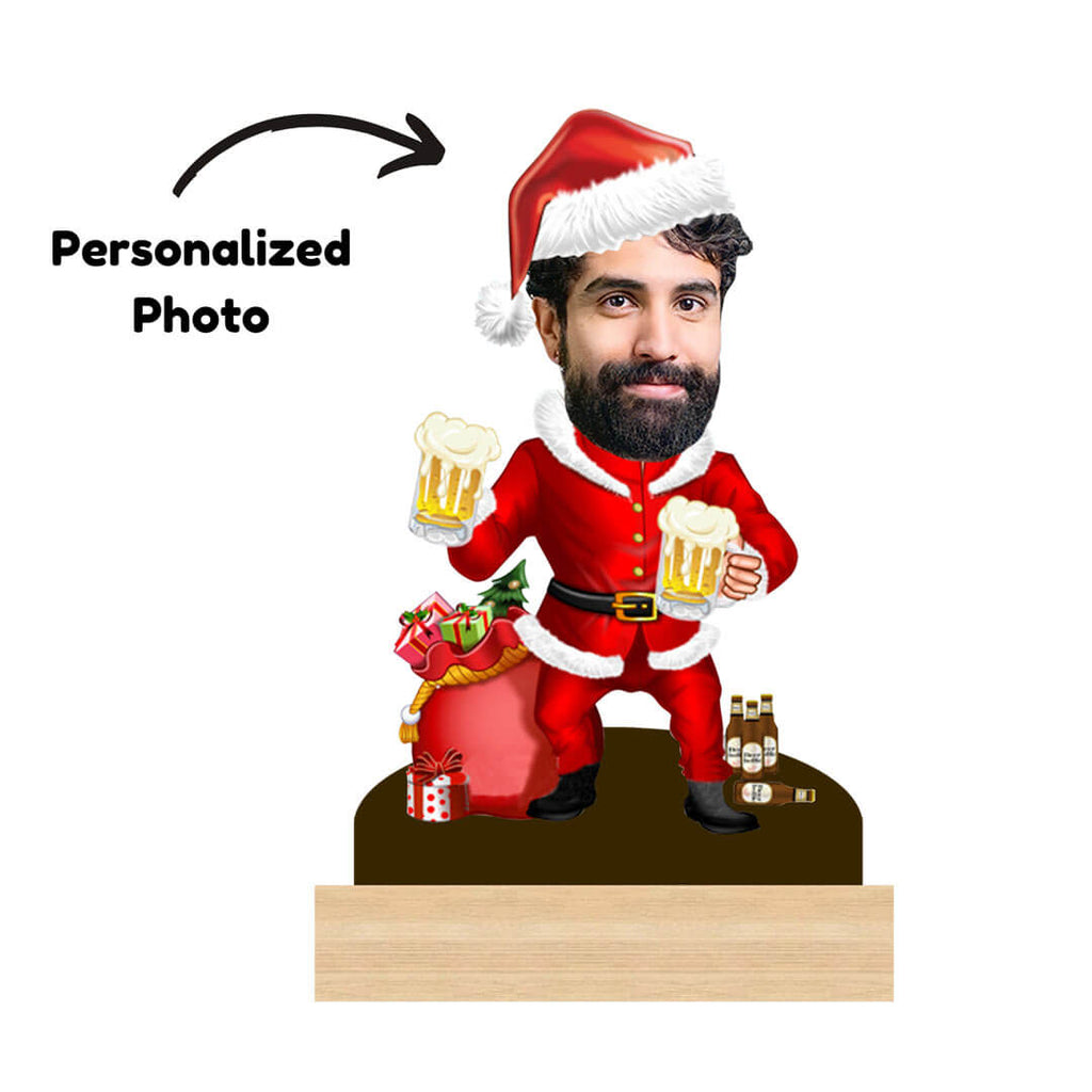Personalized Beer Santa Photo Caricature for Christmas