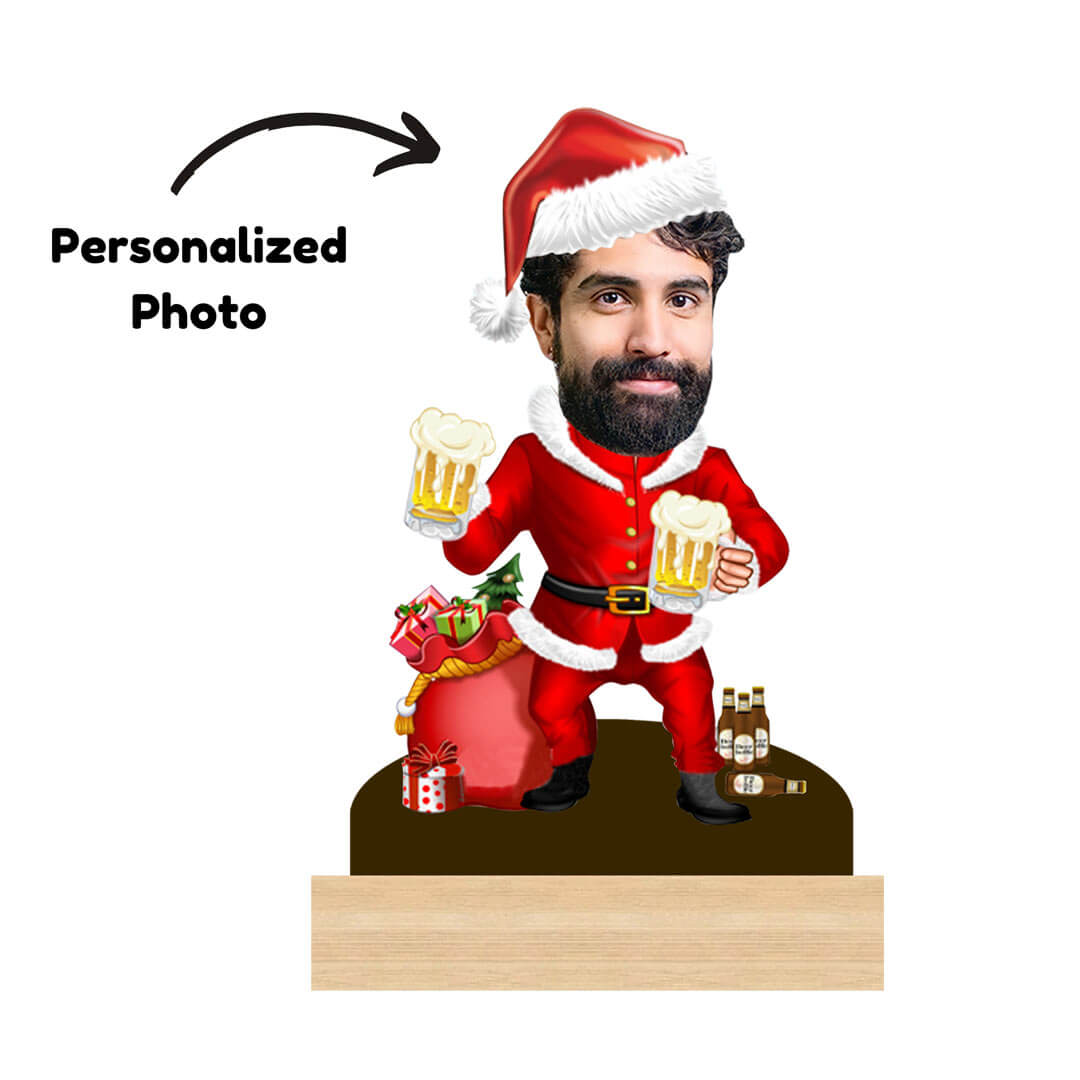 Personalized Beer Santa Photo Caricature for Christmas