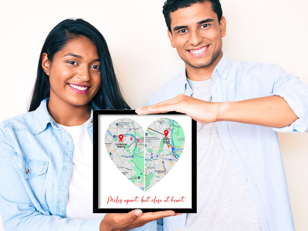 Long Distance Relationship Map Frame for Couple