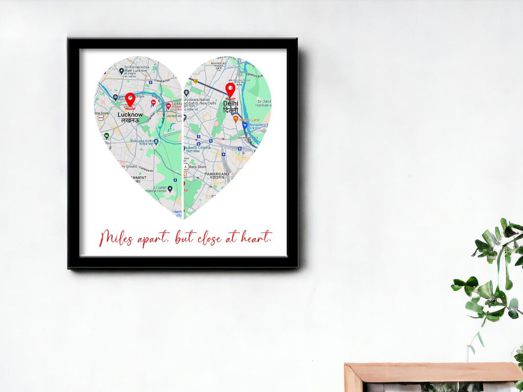 Long Distance Relationship Map Frame for Couple