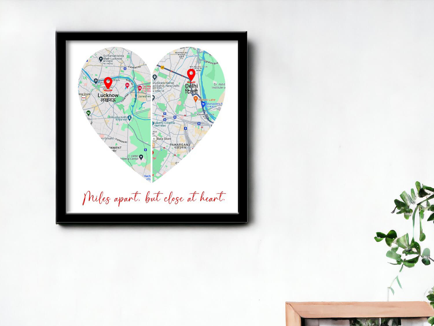 Long Distance Relationship Map Frame for Couple