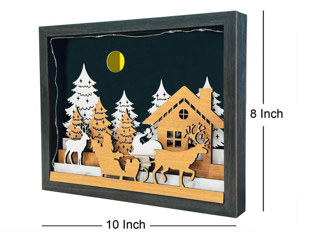 3D lighted Multi Layered Christmas Scene Shadow box