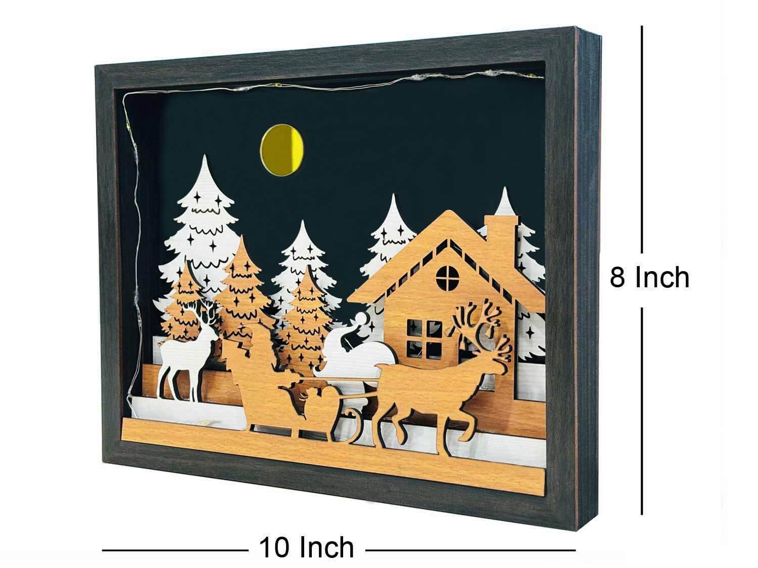 3D lighted Multi Layered Christmas Scene Shadow box