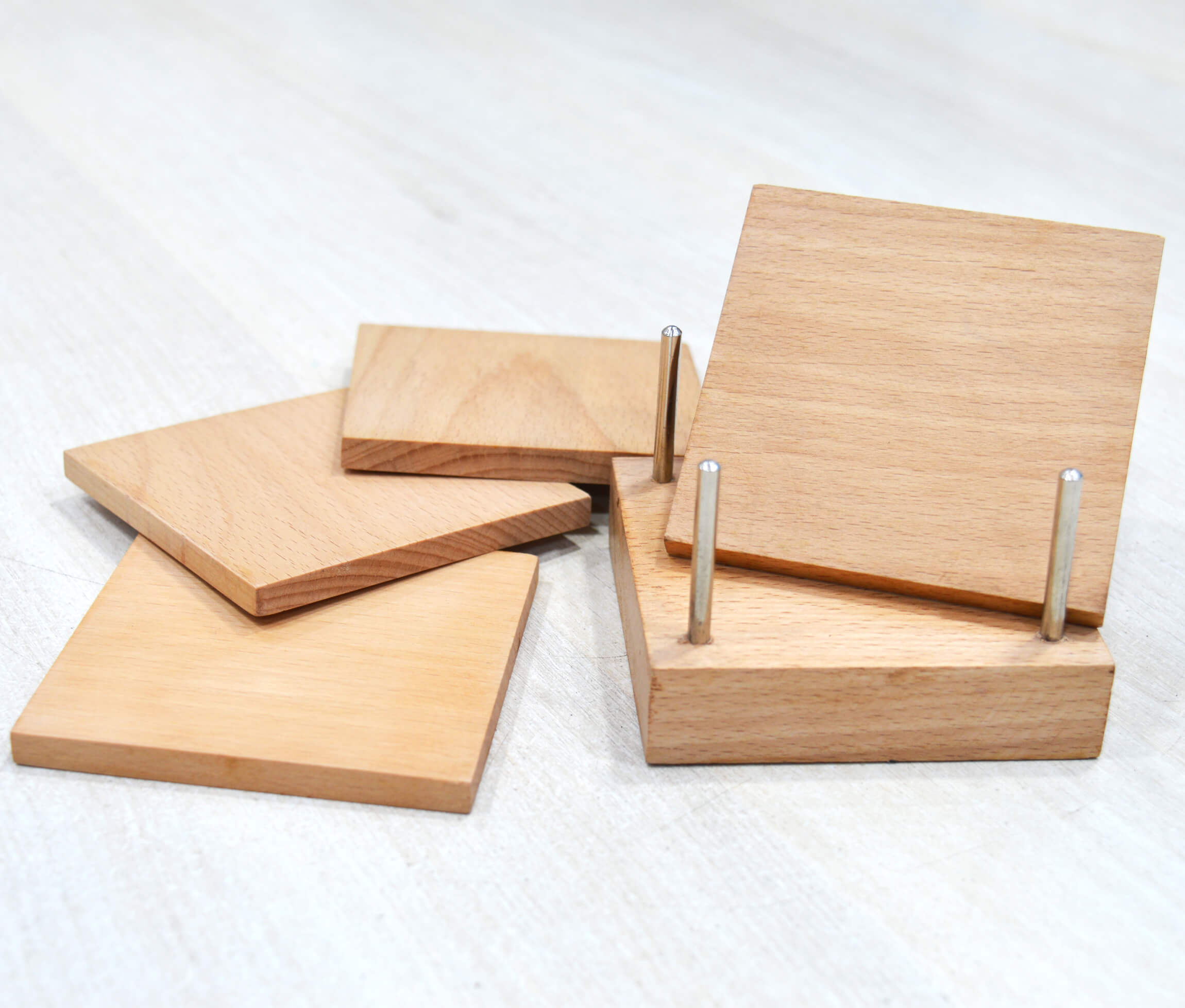 Premium Wooden Coaster Set of 4 For Dining Table With Stand