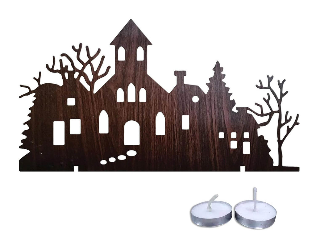 Christmas Decorations DIY Creepy House Shadow Light with Candle